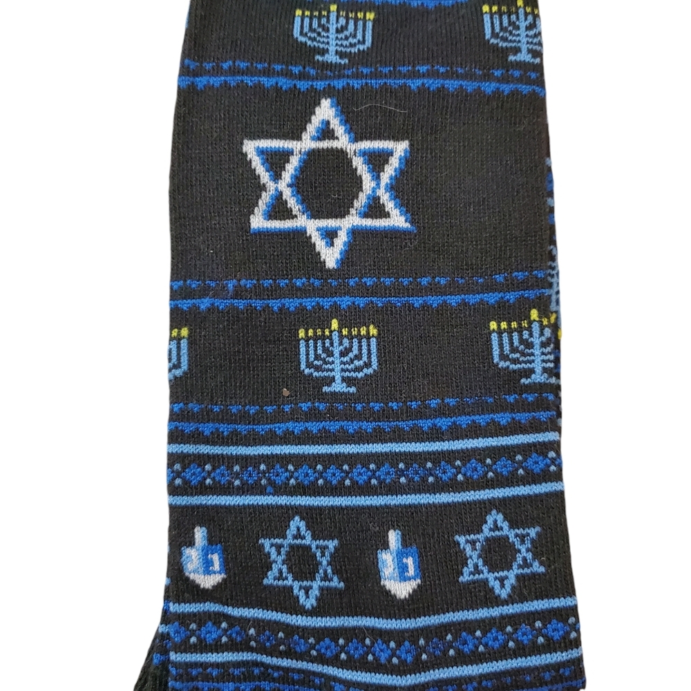Davco Men's Star Of David Dreidel Menorah‎ Hanukkah Socks New